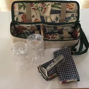 Insulated Wine And Picnic Cooler With Opener & Glasses  For Romantic Outing